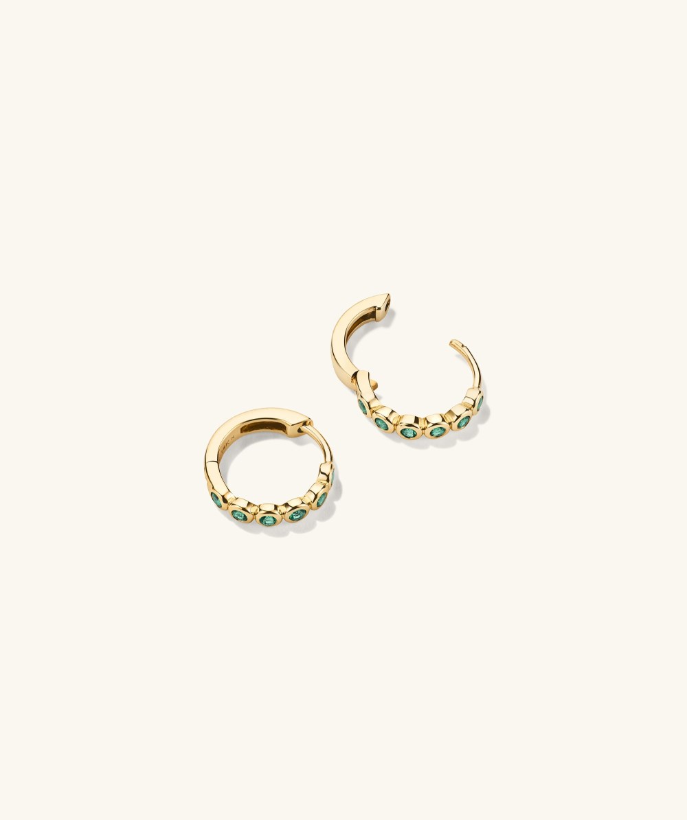 Mejuri Bezel Emerald Huggies - 14k Yellow Gold
