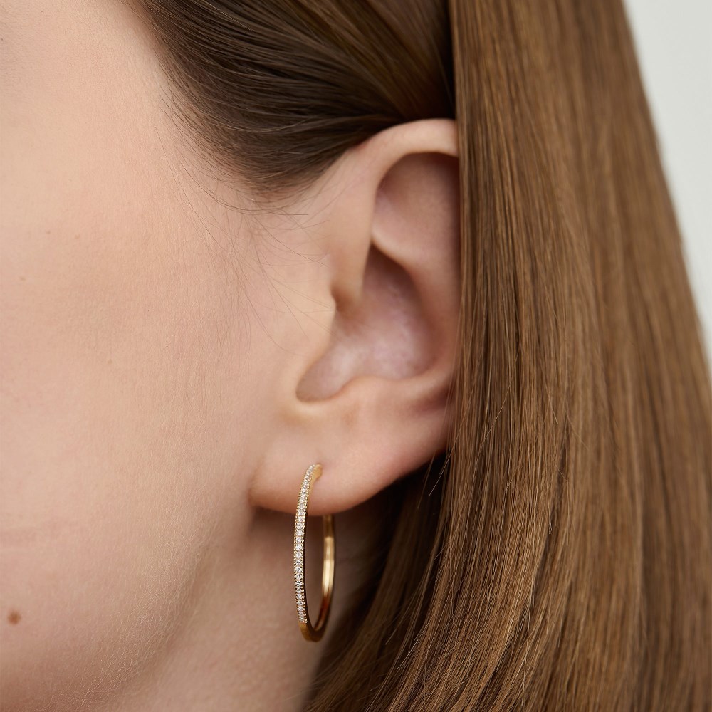 Mejuri Pavé Diamond Large Hoops - 14k Yellow Gold