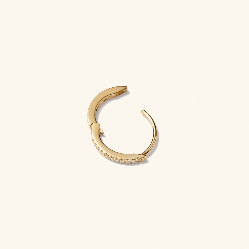 Mejuri Single Pavé Diamond Huggie Hoop - 14k Yellow Gold