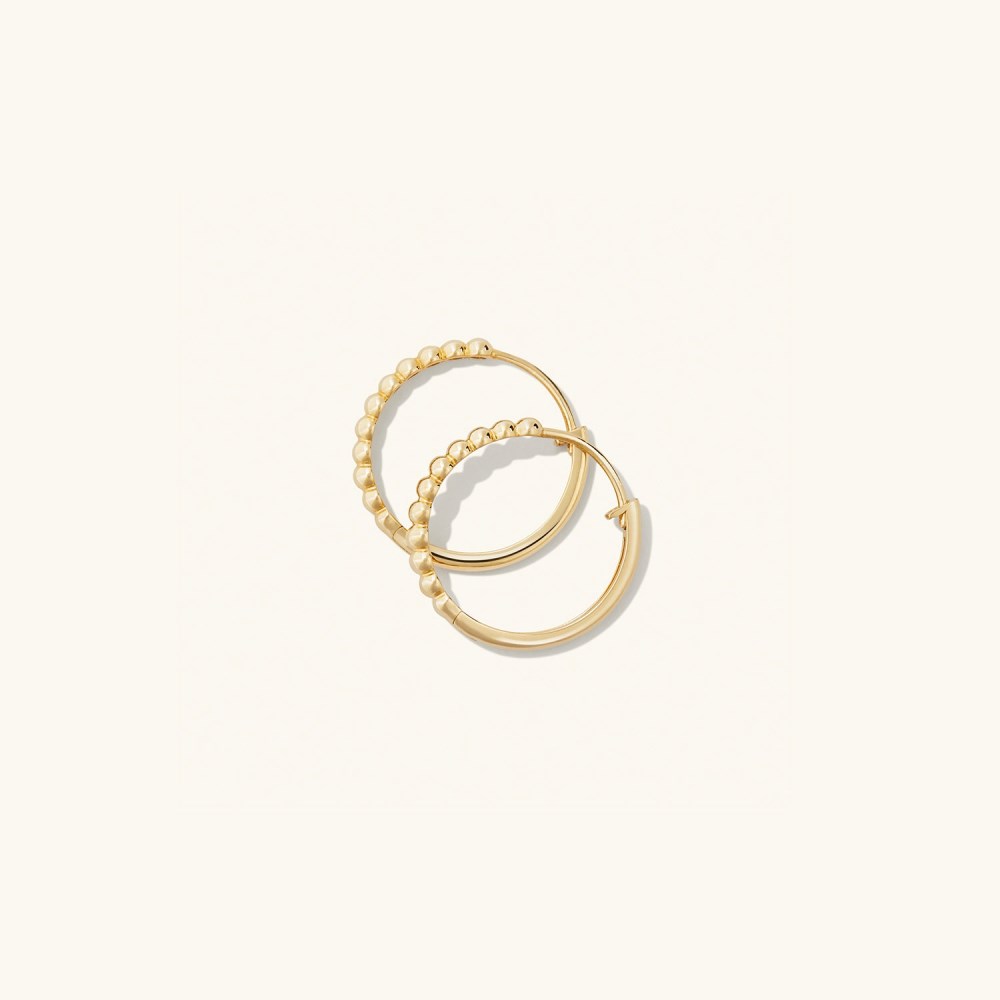 Mejuri Beaded Medium Hoops - 14k Yellow Gold
