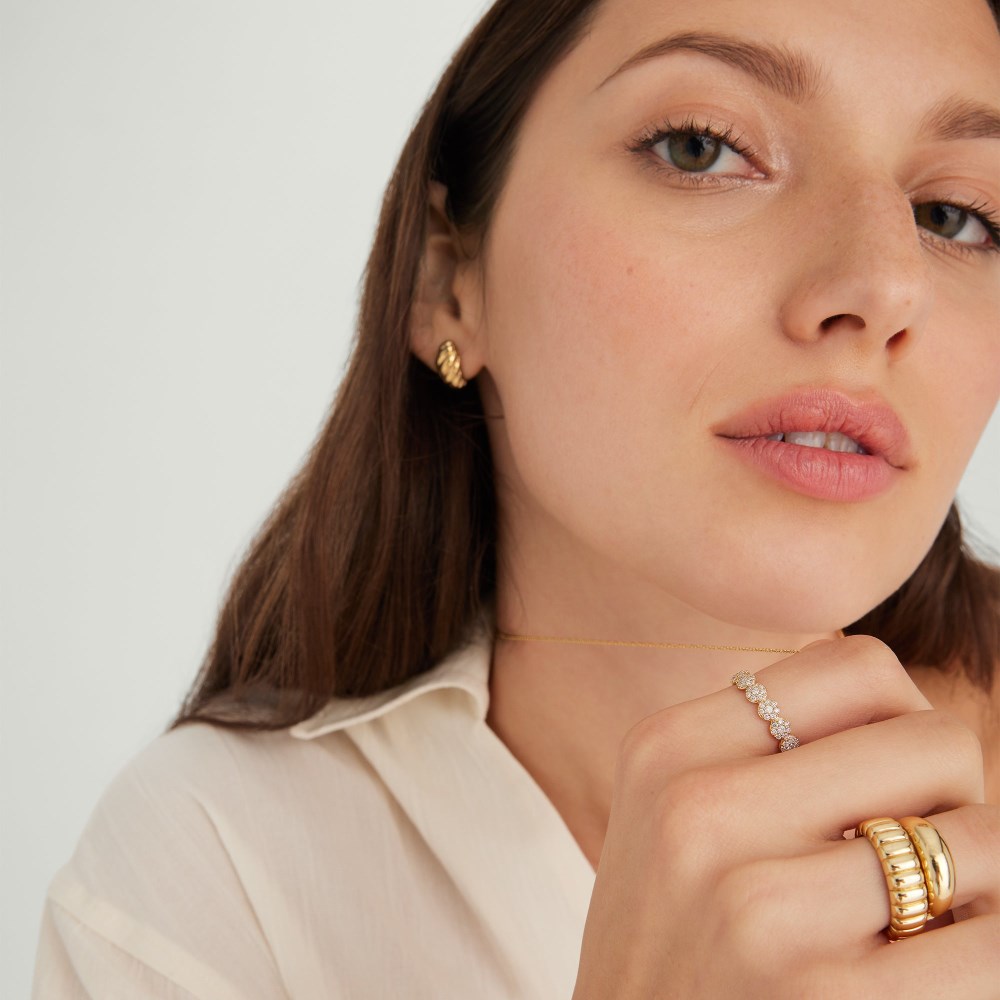 Mejuri Pavé Diamond Round Half Eternity Band - 14k Yellow Gold