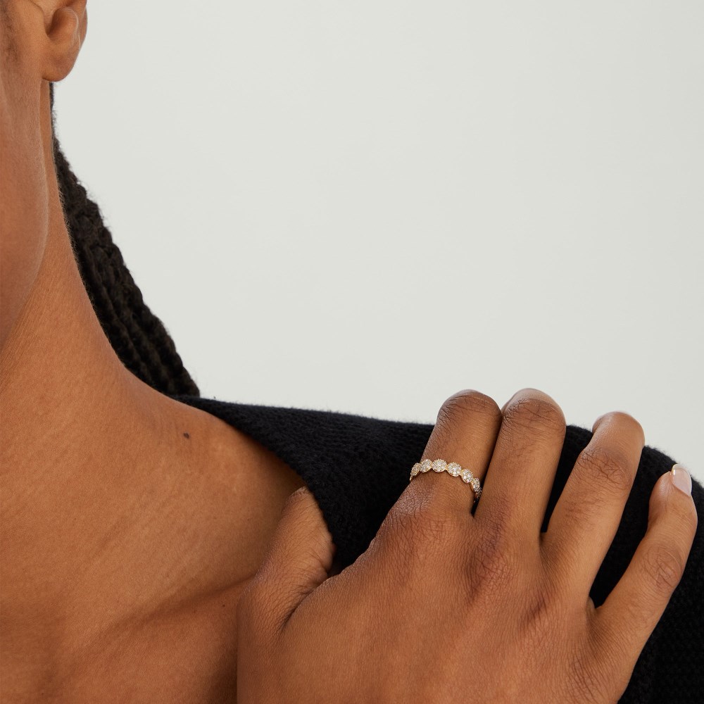 Mejuri Pavé Diamond Round Half Eternity Band - 14k Yellow Gold