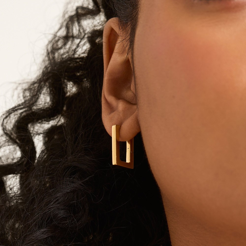 Mejuri Block Medium Hoops - Gold Vermeil