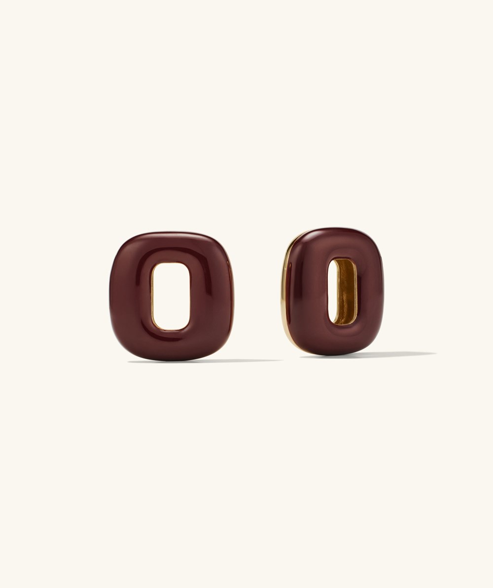 Mejuri Stevie Hoop Links - Gold Vermeil, Burgundy Enamel