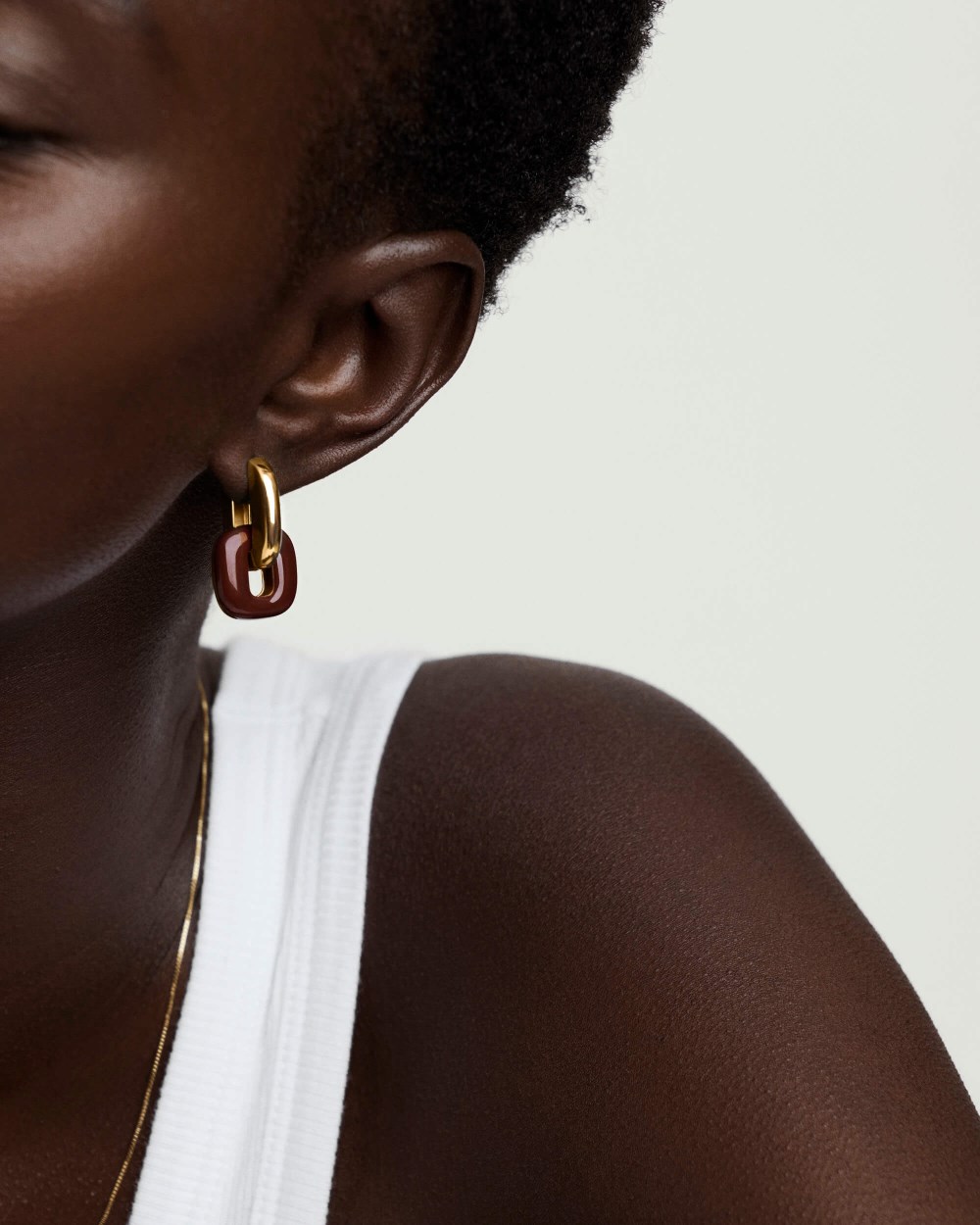 Mejuri Stevie Hoop Links - Gold Vermeil, Burgundy Enamel