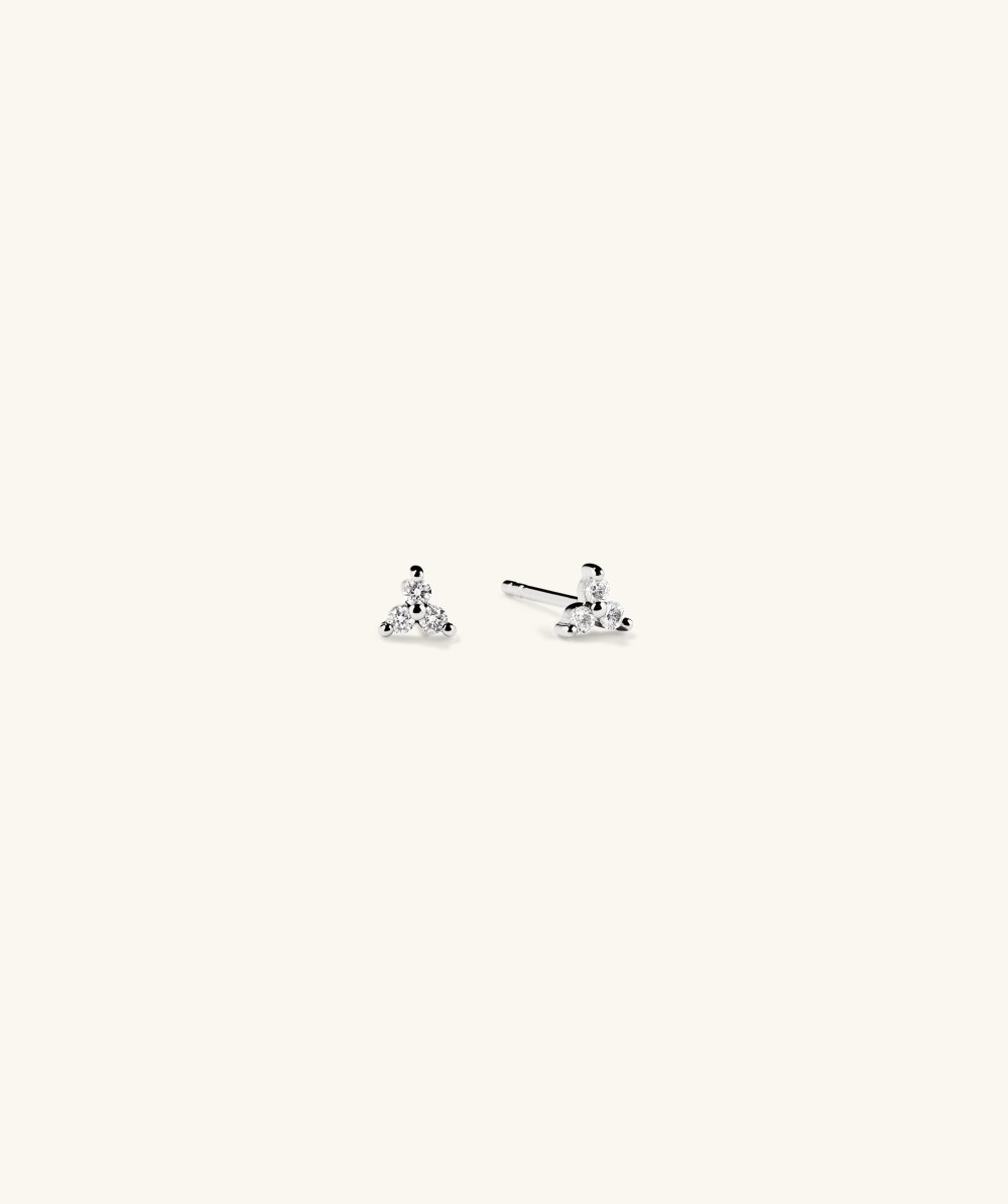 Mejuri Mini Lotus Diamond Studs - 14k White Gold