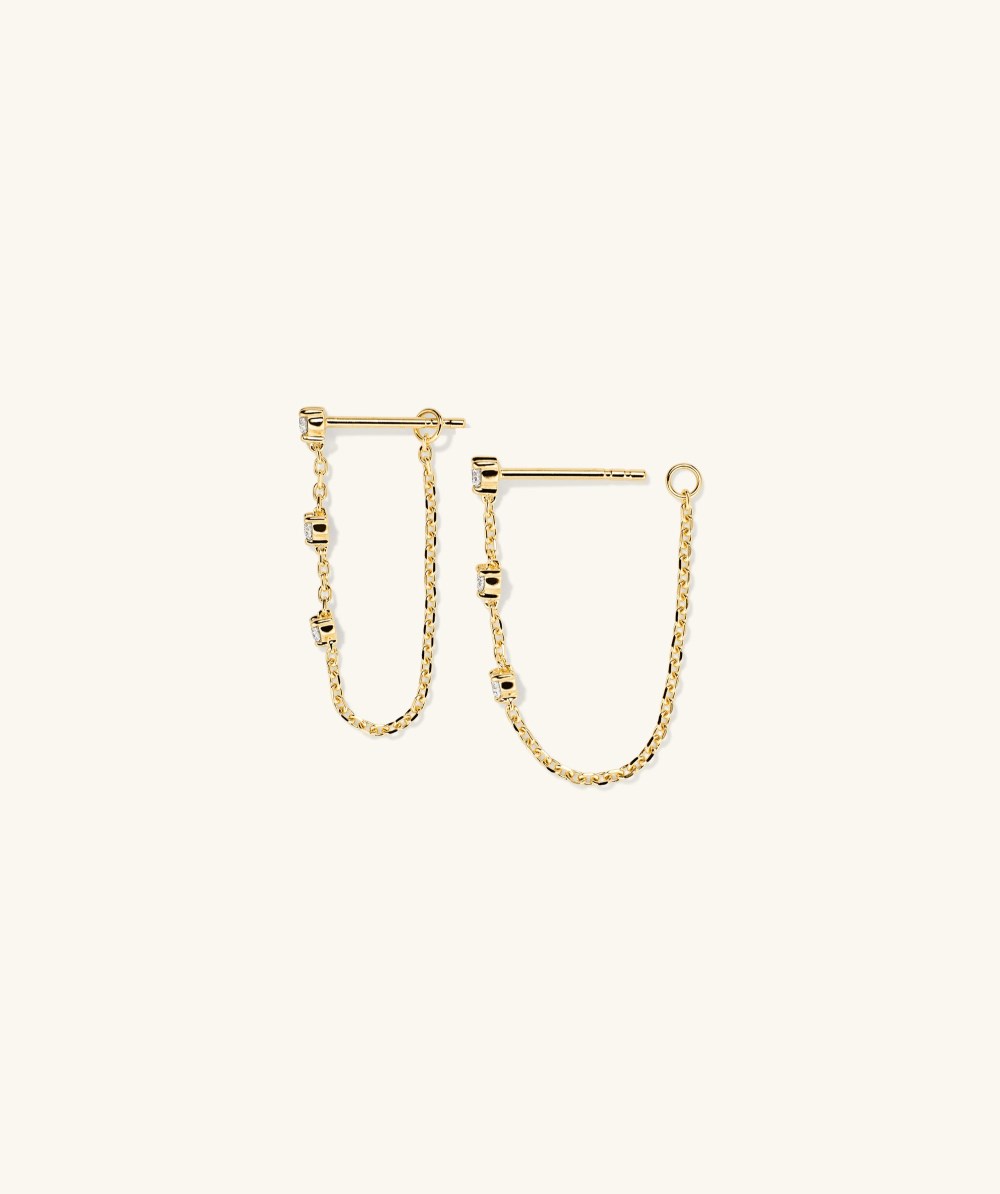 Mejuri Mini Diamond Chain Studs - 14k Yellow Gold