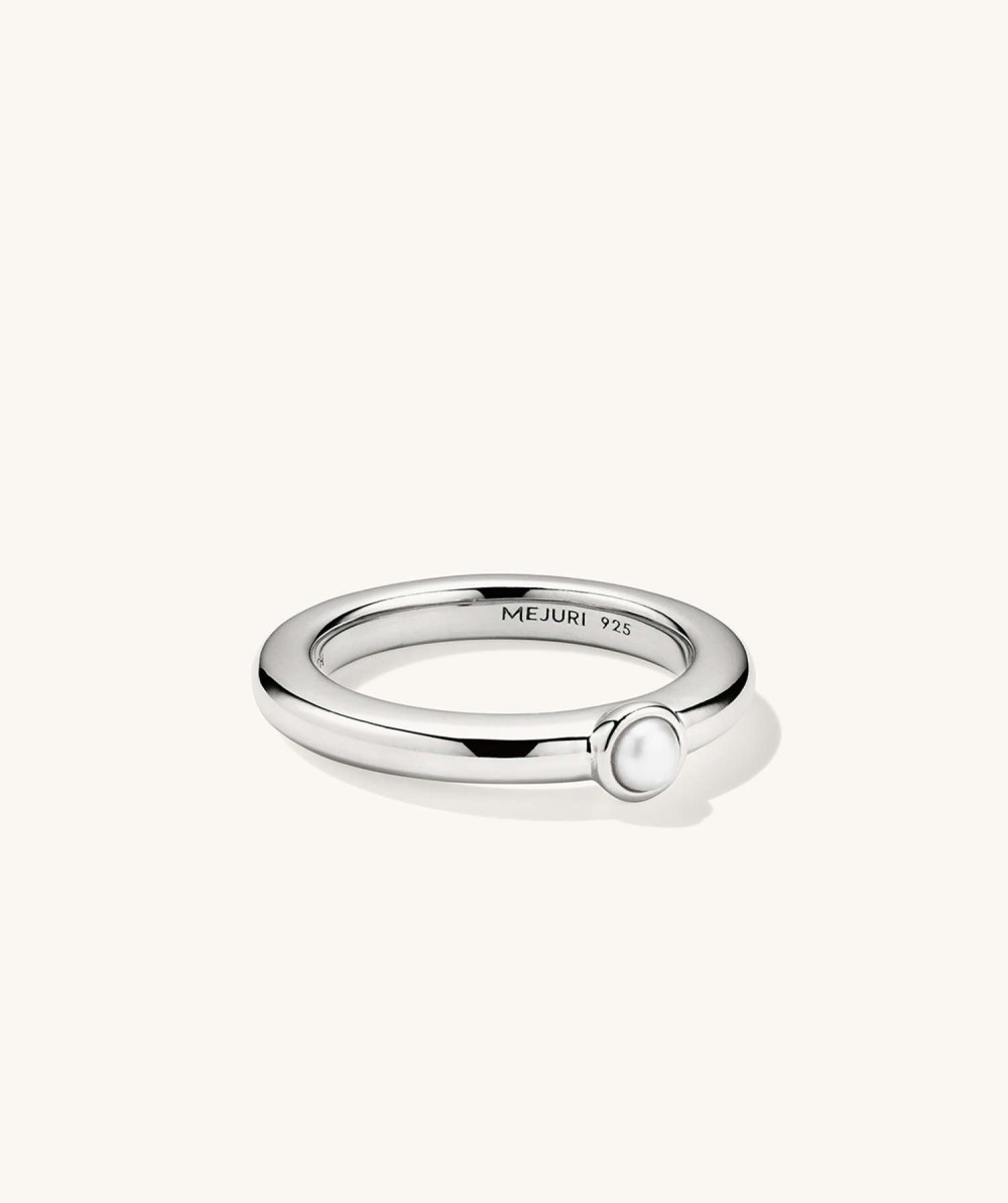 Mejuri Pearl Stacker Ring - Sterling Silver