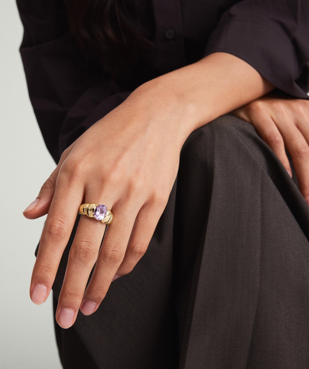Mejuri Puffy Charlotte Gemstone Ring - 14k Yellow Gold