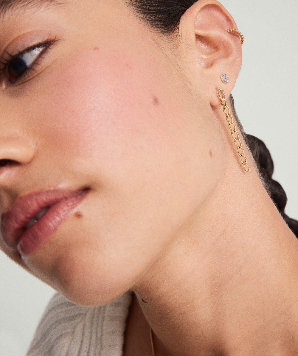 Mejuri Pavé Diamond Oversized Curb Earrings - 14k Yellow Gold