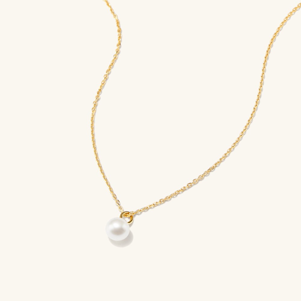 Mejuri Mini Pearl Pendant Necklace - Gold Vermeil