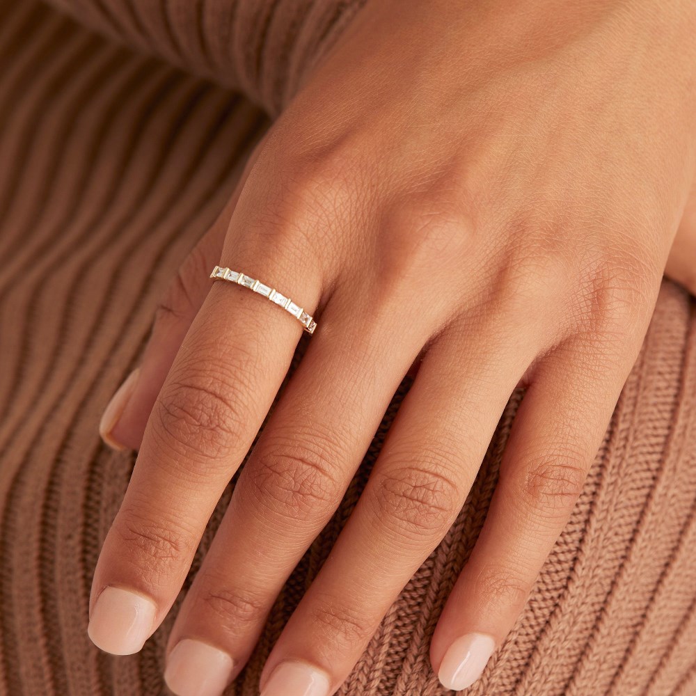 Mejuri Baguette Diamond Half Eternity Band - 14k Yellow Gold