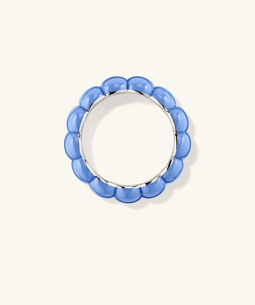 Mejuri Puffy Charlotte Enamel Ring - Sterling Silver, Sky Enamel