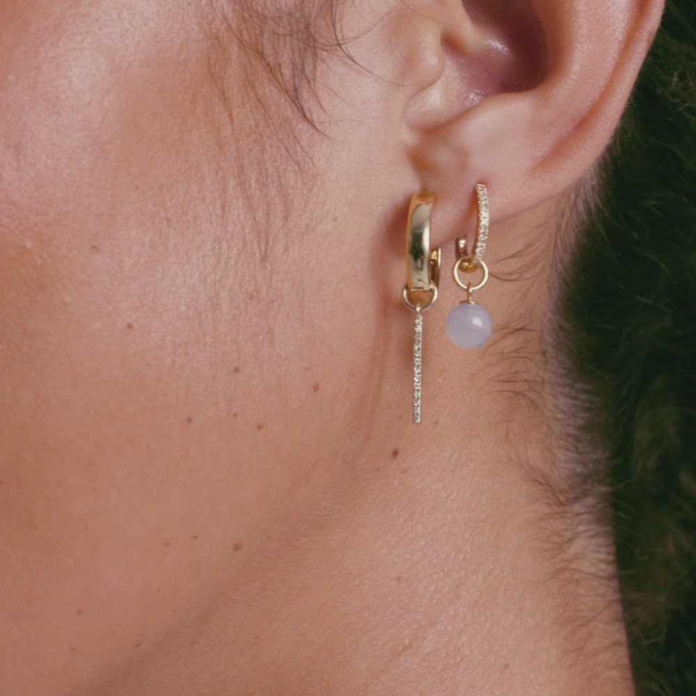 Mejuri Single Pavé Diamond Bar Hoop Charm - 14k Yellow Gold