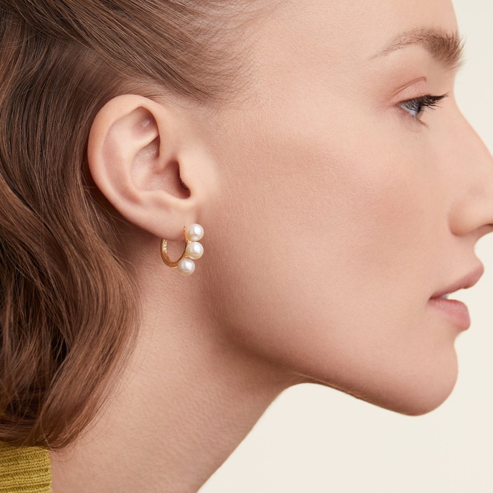 Mejuri Bold Pearl Trio Hoop Earrings - Gold Vermeil