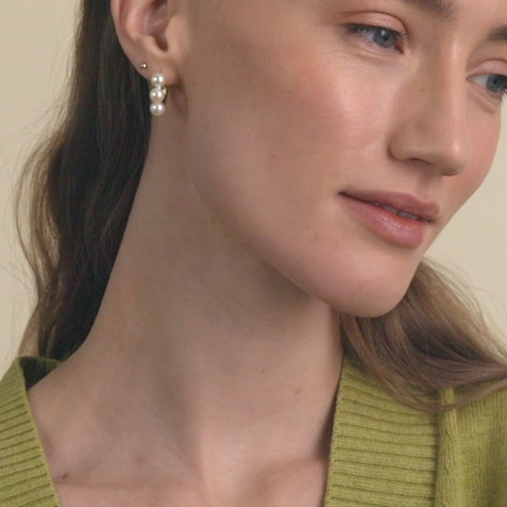 Mejuri Bold Pearl Trio Hoop Earrings - Gold Vermeil