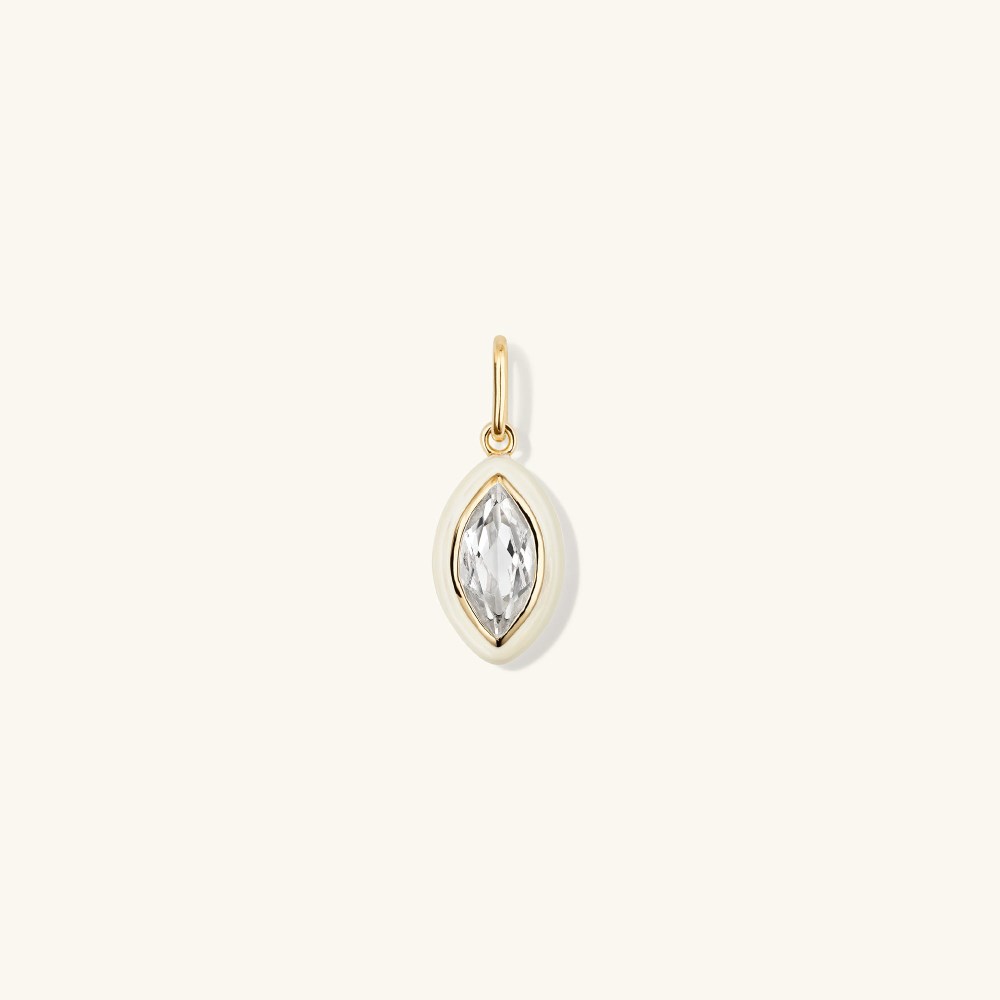 Mejuri Mosaic Enamel Marquise Pendant - Gold Vermeil, Cream Enamel