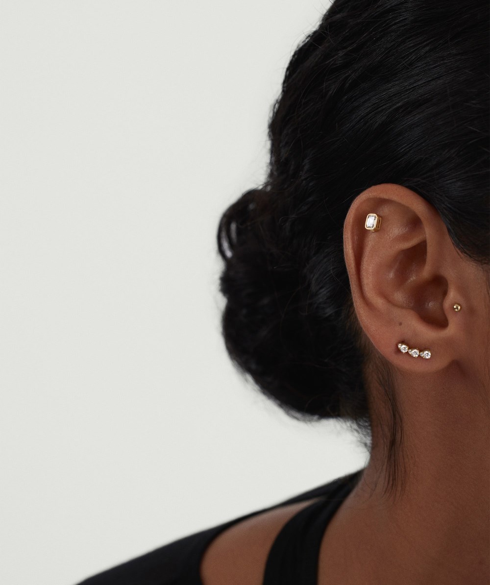 Mejuri Lab Grown Diamond Pear Climber Studs - 14k Yellow Gold