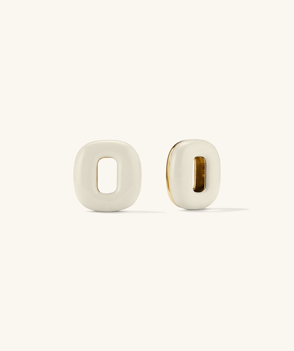 Mejuri Stevie Hoop Links - Gold Vermeil, Cream Enamel