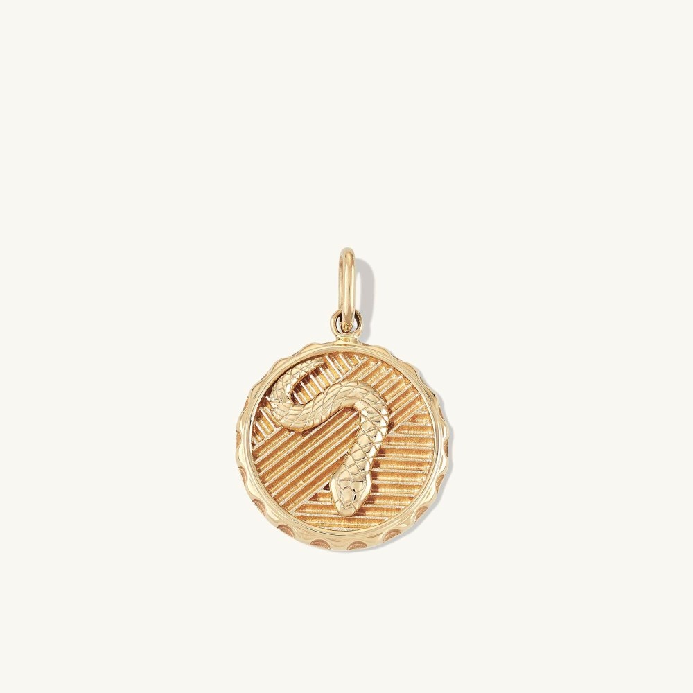 Mejuri Transformation: Serpent Coin Charm Pendant - 14k Yellow Gold