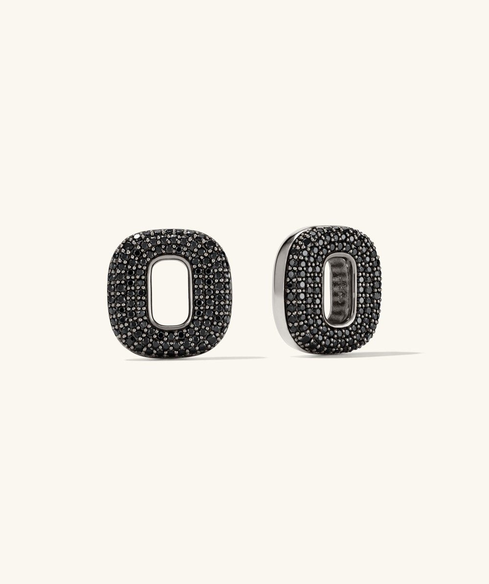 Mejuri Stevie Hoop Links - Sterling Silver, Black Spinel