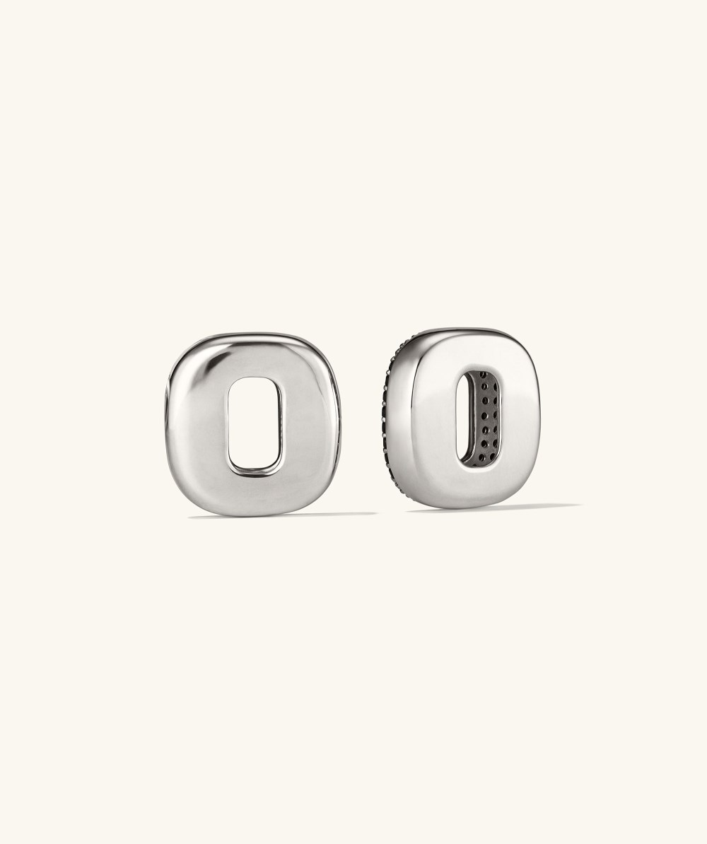 Mejuri Stevie Hoop Links - Sterling Silver, Black Spinel