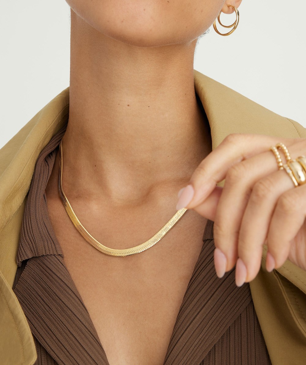 Mejuri Bold Herringbone Chain Necklace - Gold Vermeil