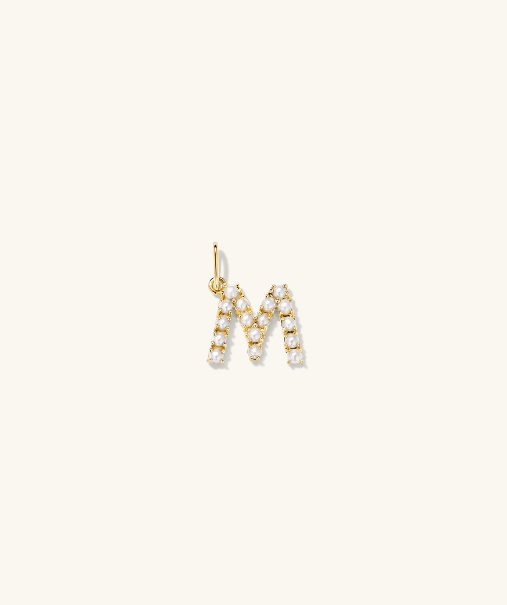 Mejuri Pearl Letter Charm - 14k Yellow Gold