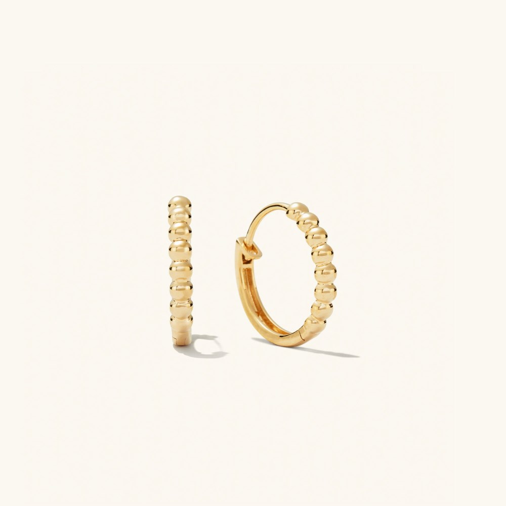 Mejuri Beaded Small Hoops - 14k Yellow Gold