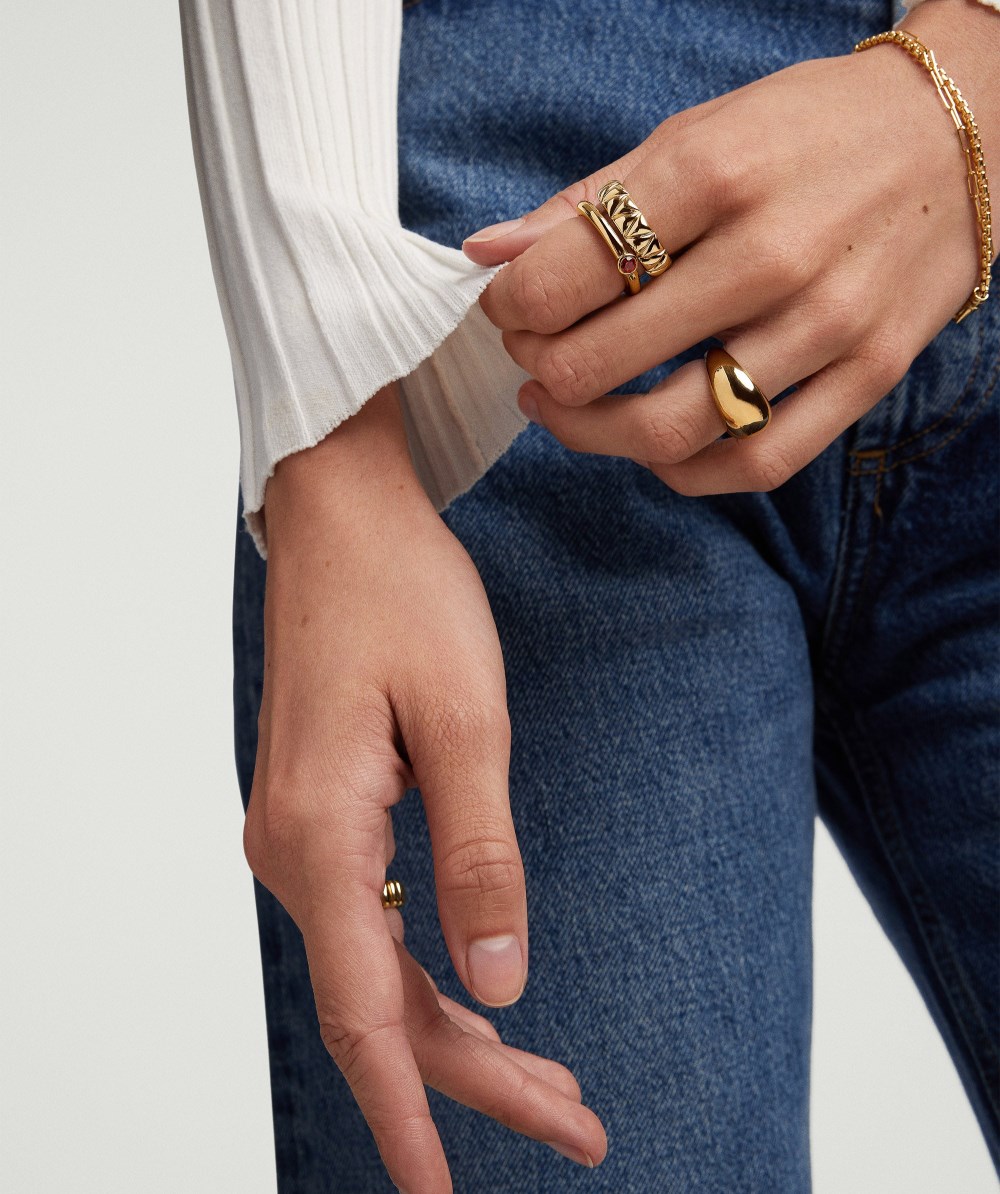 Mejuri Round Gemstone Stacker Ring - Gold Vermeil