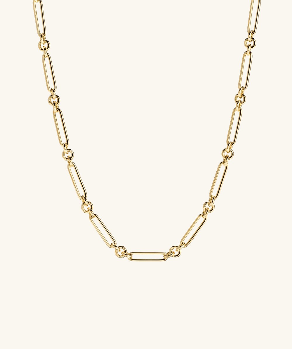 Mejuri Mixed Link Paperclip Chain Charm Necklace - 14k Yellow Gold