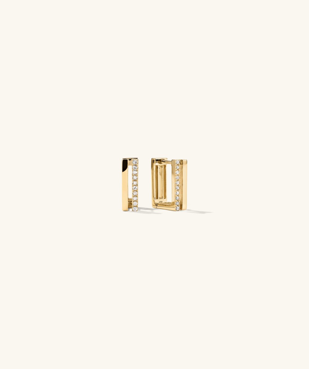 Mejuri Block Pavé Diamond Duo Hoops - 14k Yellow Gold