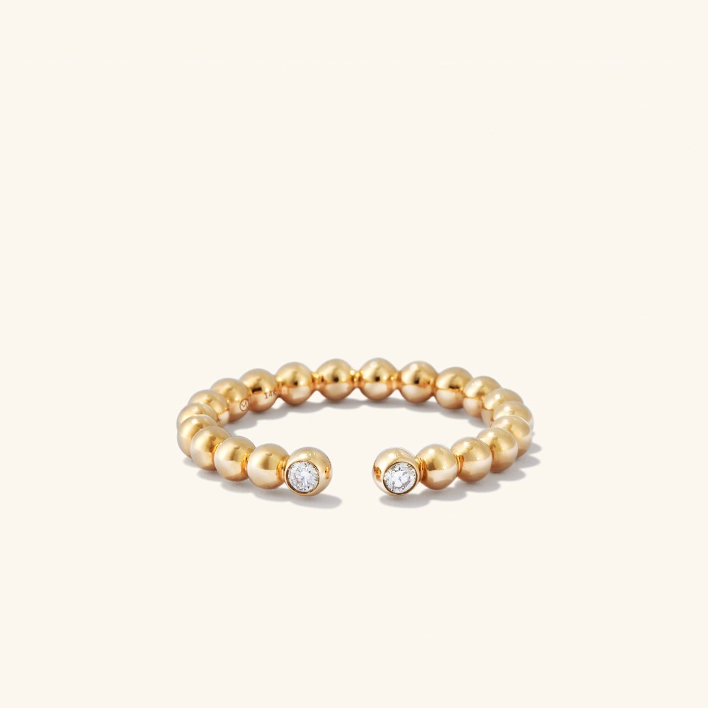 Mejuri Bold Beaded Diamond Open Ring - 14k Yellow Gold