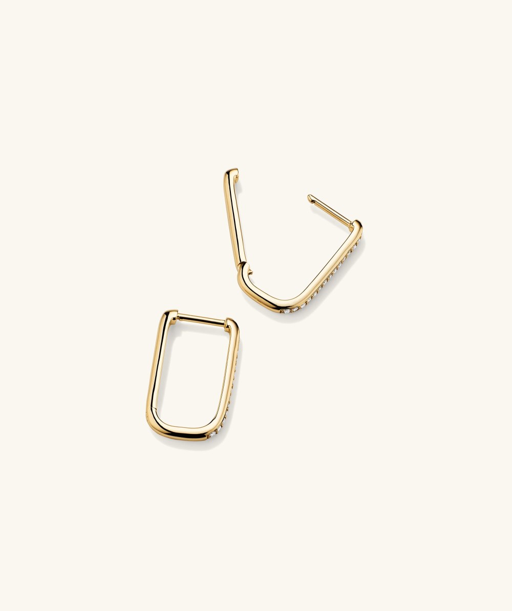 Mejuri Pave Diamond Medium U Hoops - 14k Yellow Gold