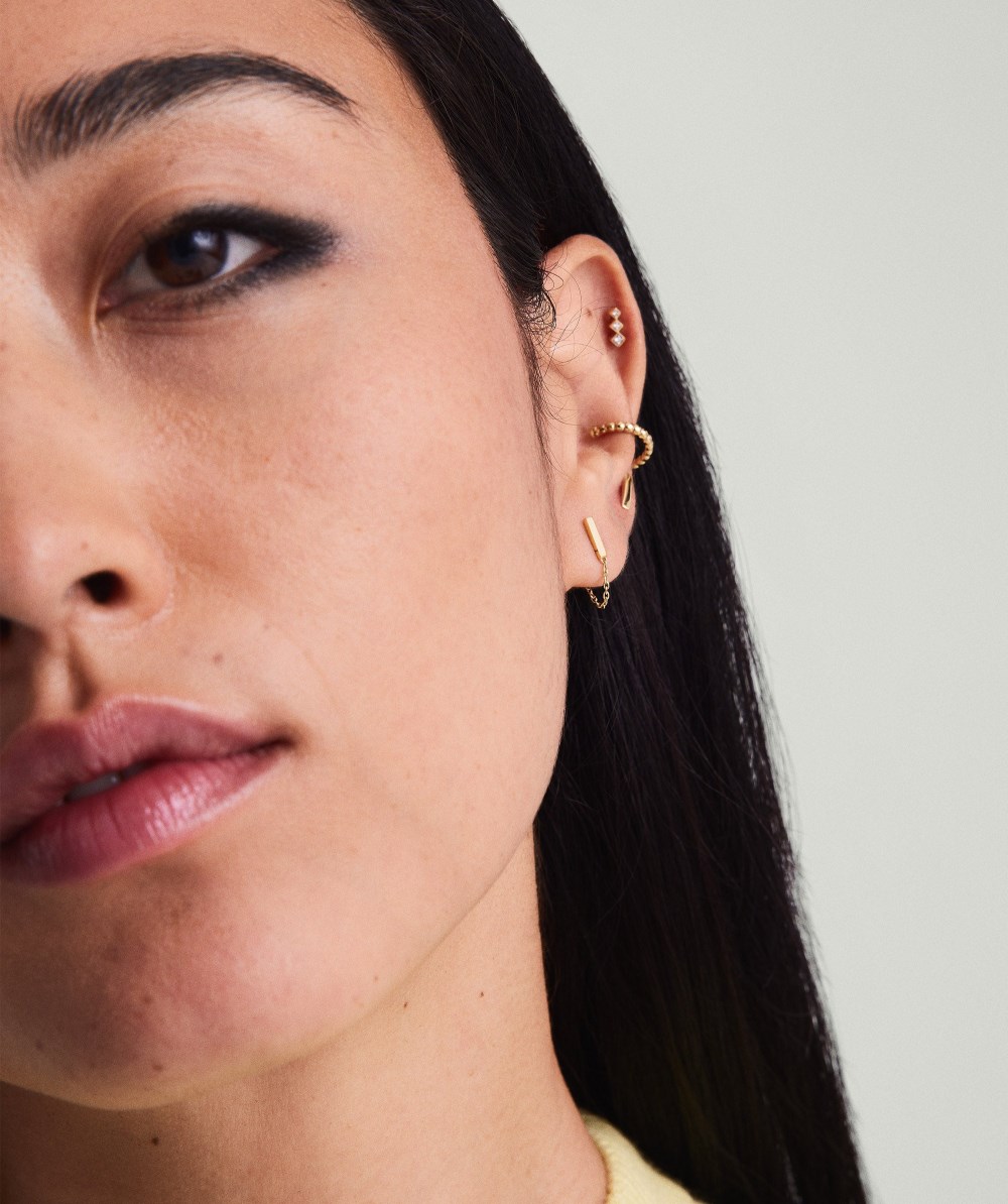 Mejuri Single Bar Chain Stud - 14k Yellow Gold