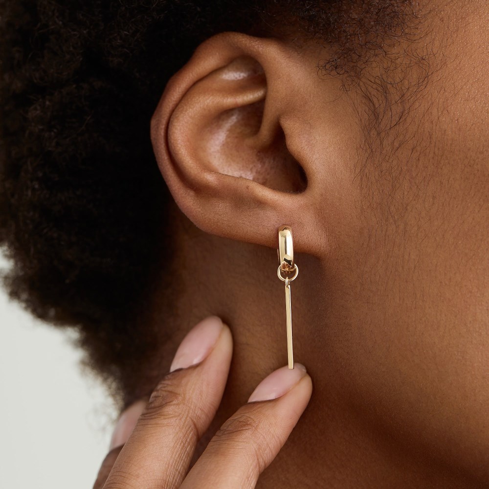 Mejuri Single Bar Hoop Charm - 14k Yellow Gold