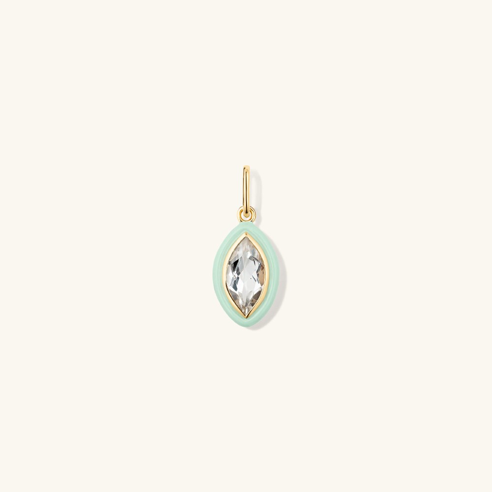 Mejuri Mosaic Enamel Marquise Pendant - Gold Vermeil, Pistachio Enamel