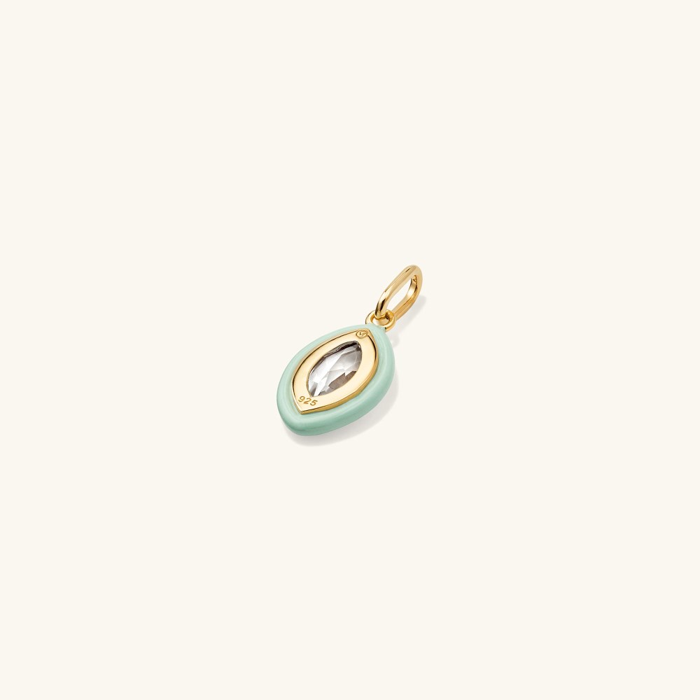 Mejuri Mosaic Enamel Marquise Pendant - Gold Vermeil, Pistachio Enamel