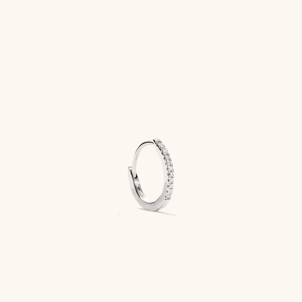 Mejuri Single Pavé Diamond Huggie Hoop - 14k White Gold