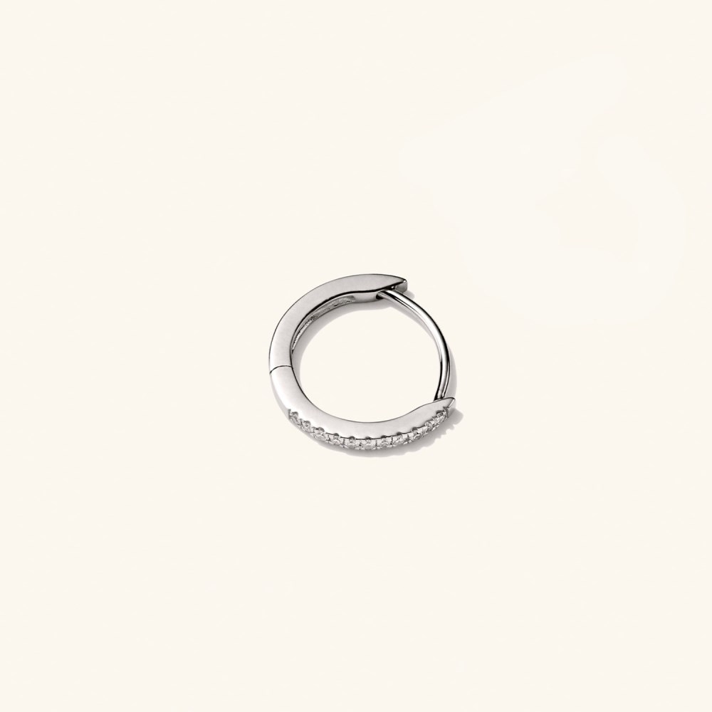 Mejuri Single Pavé Diamond Huggie Hoop - 14k White Gold