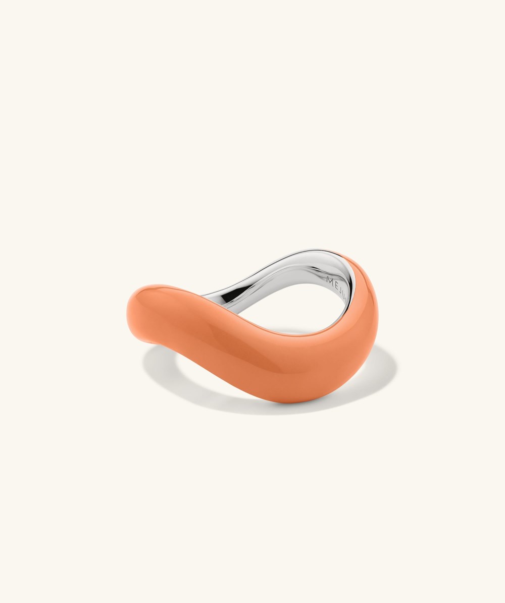 Mejuri Dôme Figure Ring - Sterling Silver, Apricot Enamel