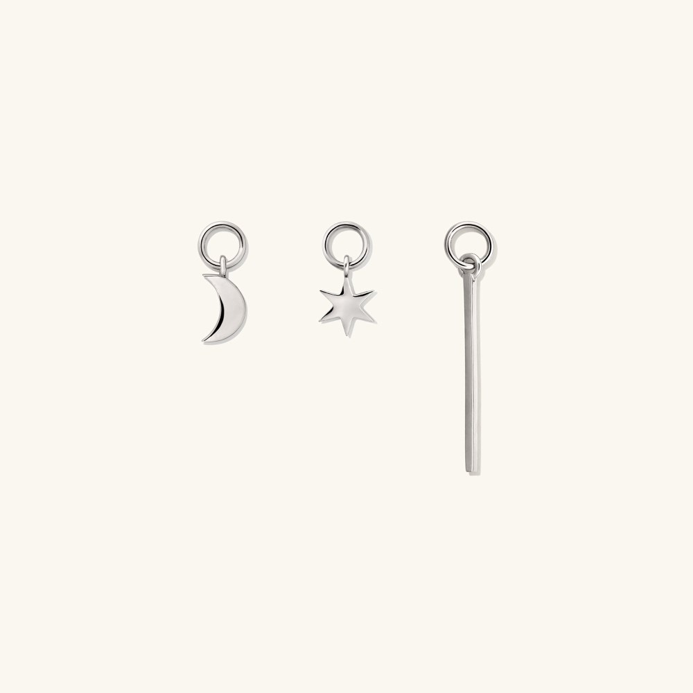 Mejuri Single Bar Hoop Charm - 14k White Gold