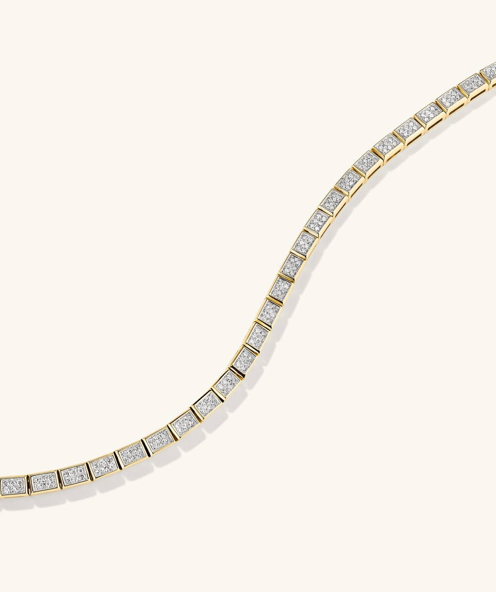 Mejuri Rectangular Micro-Pavé Diamond Tennis Bracelet - 14k Yellow Gold