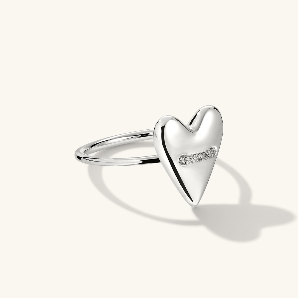 Mejuri Heart Pavé Diamond Ring - 14k White Gold