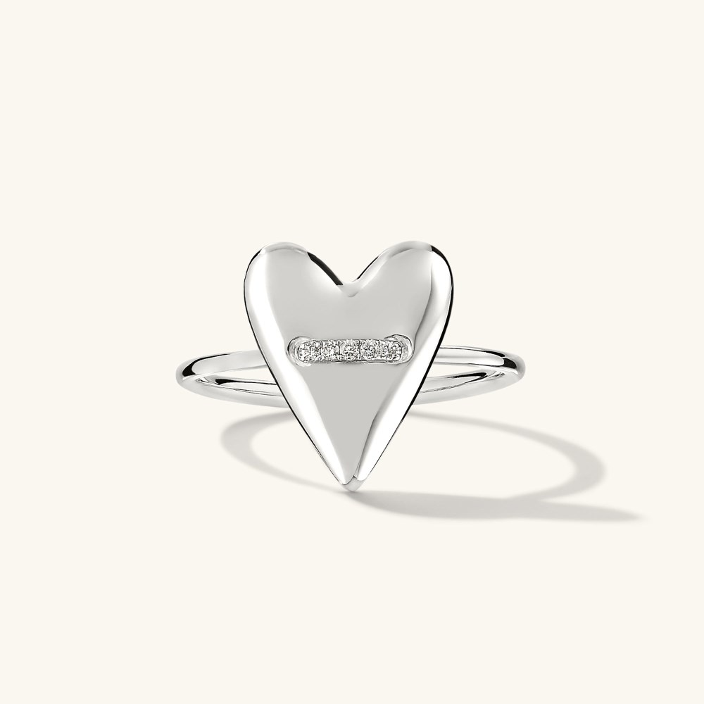 Mejuri Heart Pavé Diamond Ring - 14k White Gold