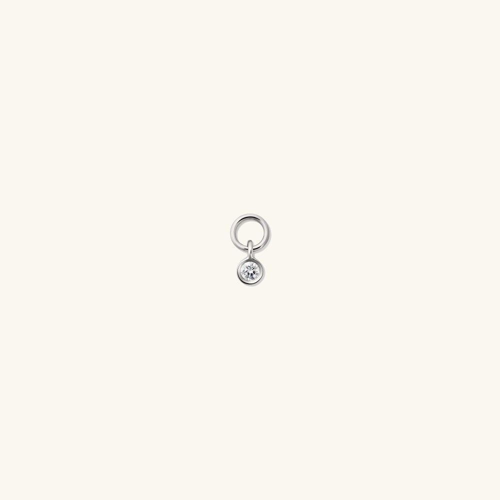 Mejuri Single Mini Gemstone Hoop Charm - 14k White Gold