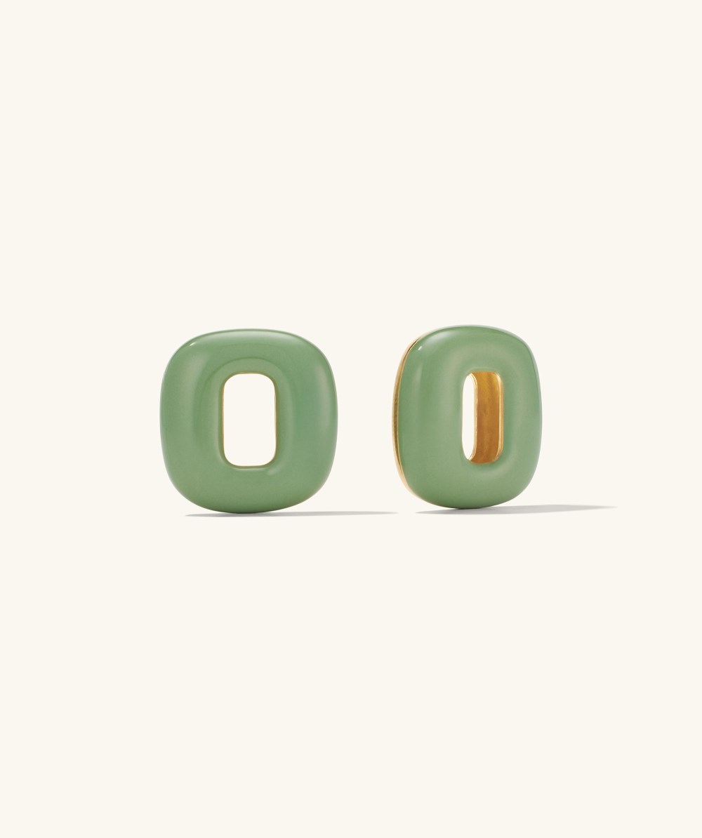 Mejuri Stevie Hoop Links - Gold Vermeil, Pistachio Enamel