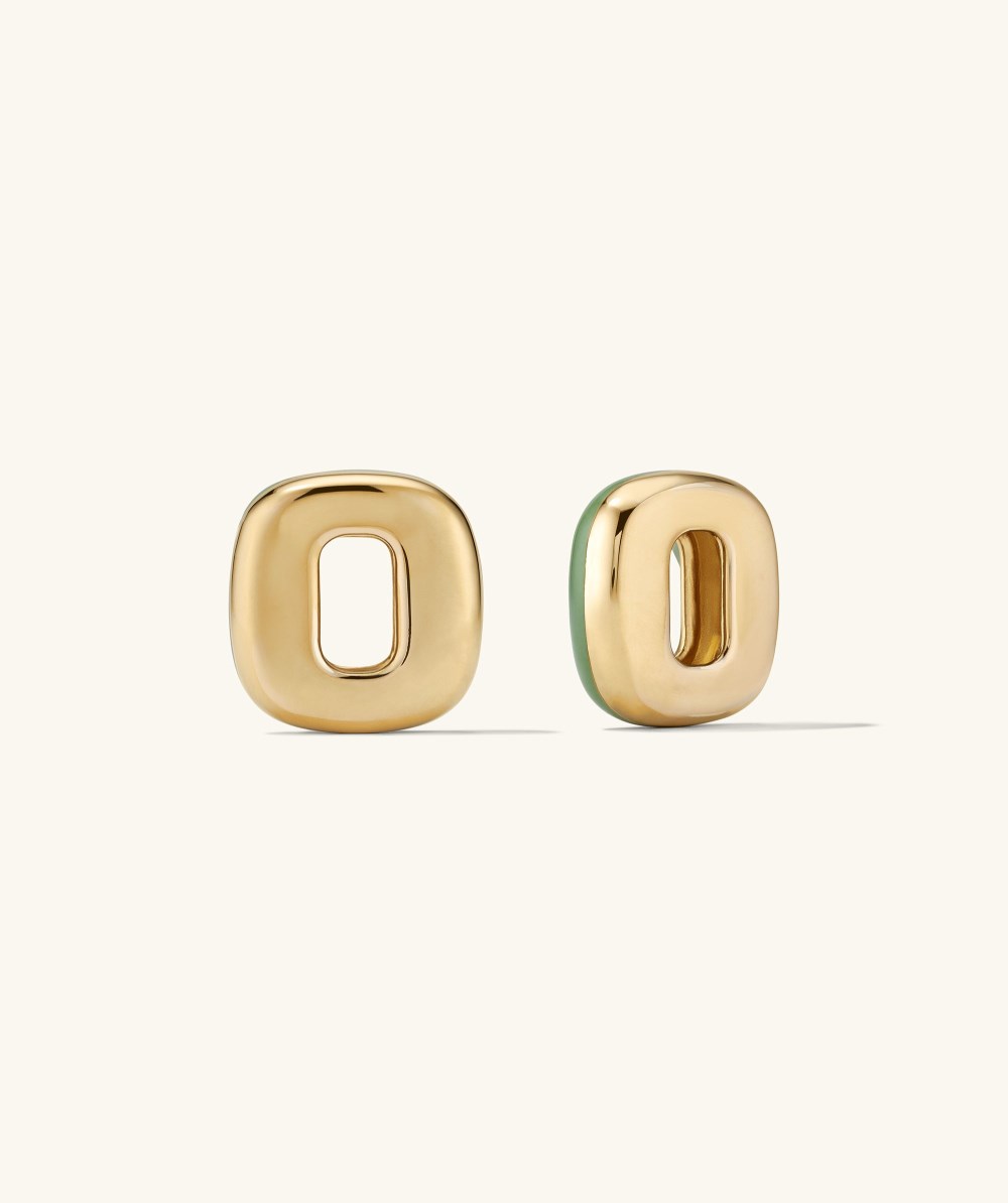 Mejuri Stevie Hoop Links - Gold Vermeil, Pistachio Enamel