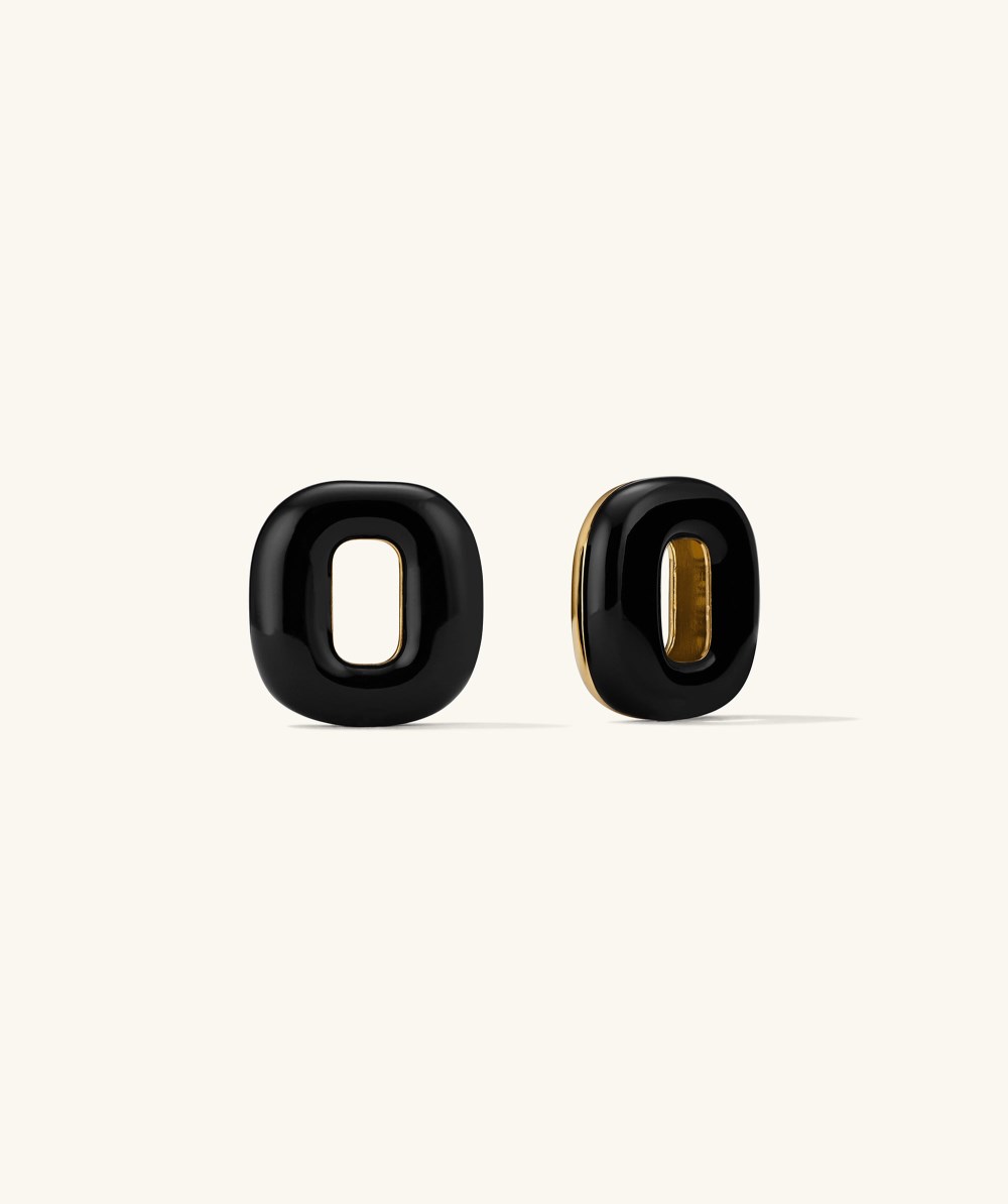 Mejuri Stevie Hoop Links - Gold Vermeil, Black Enamel