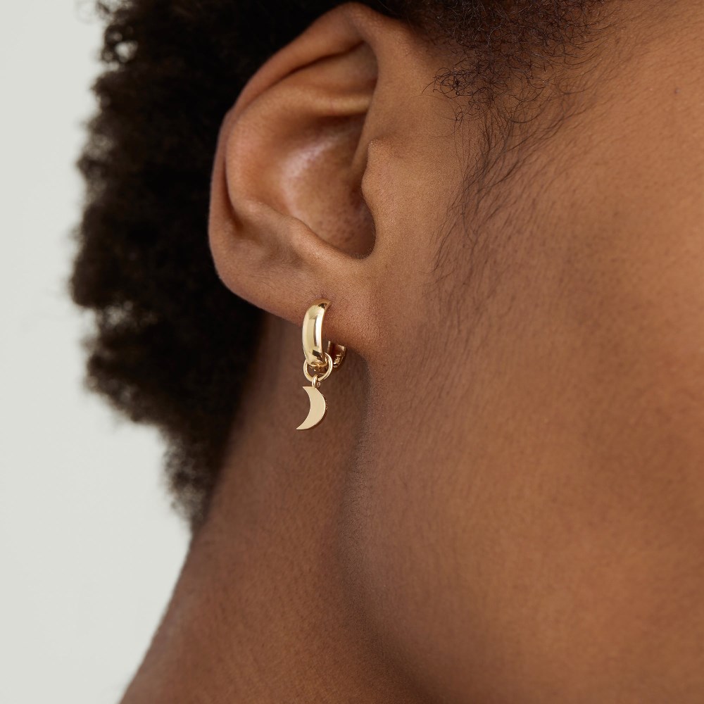 Mejuri Single Moon Hoop Charm - 14k Yellow Gold